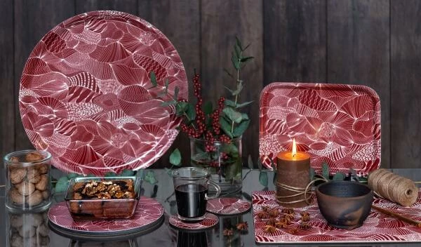 Ary Trays Åry Trays Untersetzer Japanische Landschaft Red Earth Rund – Bild 3