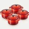 Le Creuset Mini-Cocotte Kirschrot, 4er-Set
